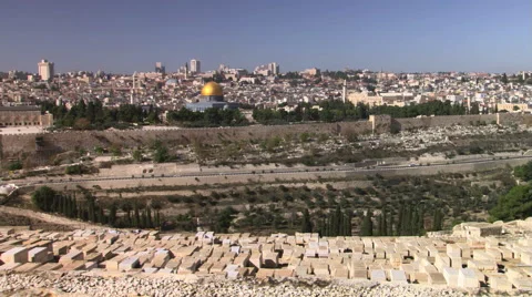 Jerusalem cityscape from the Mount of Olives Stock Footage 59522678