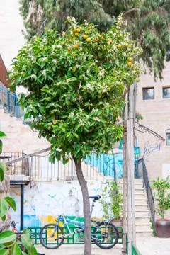 Jerusalem courtyard in the old town Stock Photos