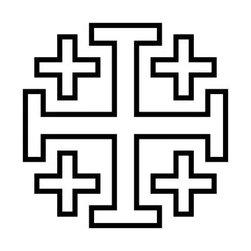 Jerusalem cross, five-fold Cross, or cross-and-crosslets Stock Illustration