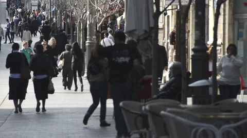 Jerusalem crowd, Jaffa street long shot, Israel Stock Footage 49905227
