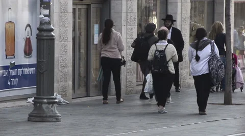 Jerusalem crowd, Jaffa street long shot, Israel Stock Footage 49905646