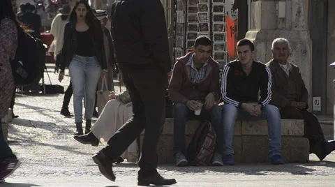 Jerusalem crowd, Jaffa street long shot, Israel Stock Footage 50373843