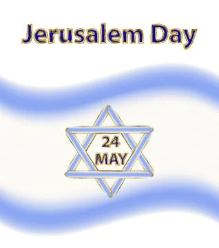 Jerusalem Day. 24 May. Flag of Israel. Six-pointed star. Magen David. Vector Illustrazione stock