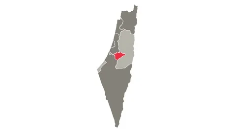 Jerusalem district blinking red highlighted in map of Israel Stock Footage 252570612