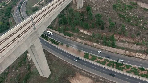 Jerusalem entrance intersection under train bridge Stock Footage 143143373