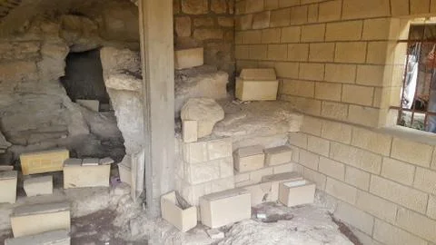 Jerusalem funeral boxes for bones 3 Foto stock