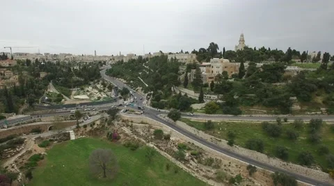 Jerusalem - Hennom Valley; Sultan's pool; Jerusalem University College.mp4 Stock Footage 64198305