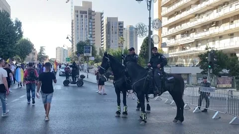 Jerusalem holds annual Pride march under tight security, Jerusalén, IL - 05 Jun  Stock Footage 310747831