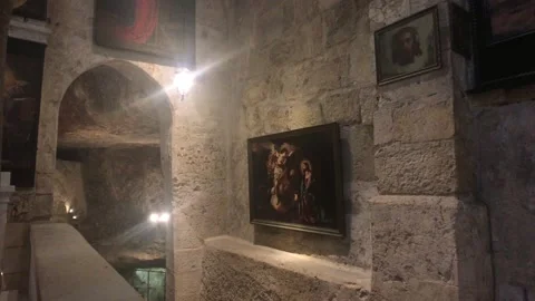 Jerusalem, Israel - walls with patterns and frescoes from the past part 2 Stock Footage 132916142