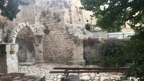 Jerusalem, Israel - walls with patterns and frescoes from the past part 19 Stock Footage 132930110