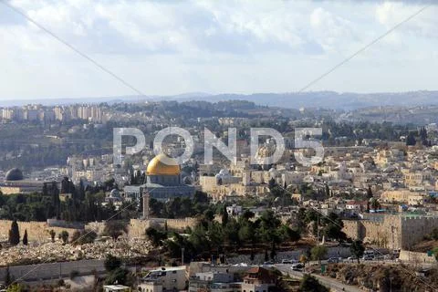 Jerusalem landscape from mount scopus Stock Photos