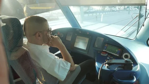 Jerusalem light rail driver cockpit Stock Footage 94024150