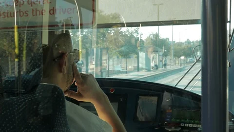 Jerusalem light rail driver cockpit Stock Footage 94024480