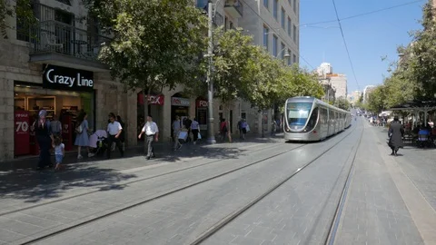 Jerusalem Light Rail Stock-Footage 94026381
