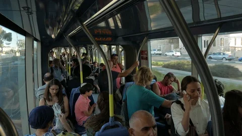 Jerusalem light rail intirior Stock Footage 94024006