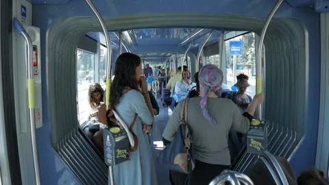 Jerusalem light rail intirior Stock-Footage 94026050