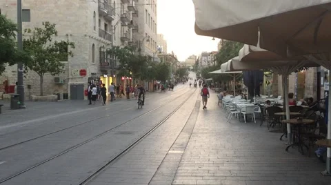Jerusalem Light Rail on Jaffa Stock Footage 50966341