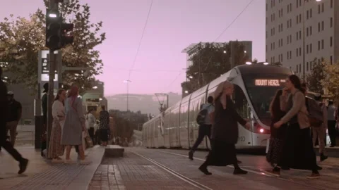 Jerusalem, light rail station Stock Footage 227790548