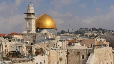 Jerusalem.  Mid shot of the golden dome Stock Footage 47205053