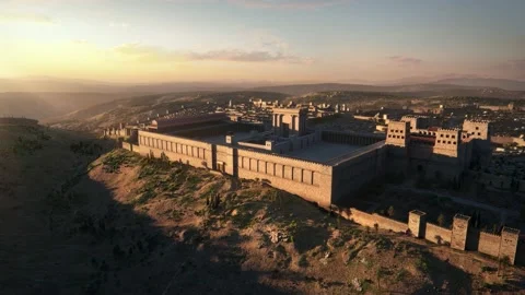 Jerusalem, a model of the Second Temple. Some elements are from OpenStreetMap. Stock Footage 149023876