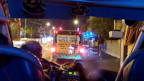 Jerusalem Night Bus ride Time Lapse Stock Footage 78713870