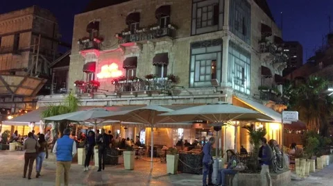 Jerusalem Night Cafe Stock Footage 50969474