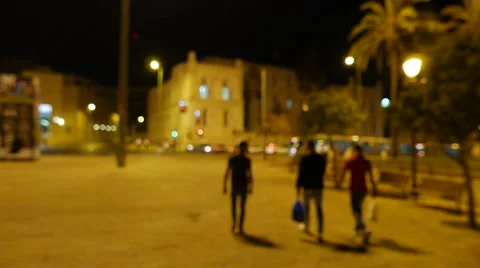 Jerusalem at Night with Light Rail in 4K Stock Footage 52367716