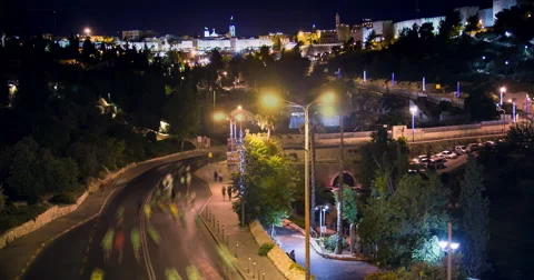 Jerusalem Night Marathon Timelapse Vídeos de archivo 51350679