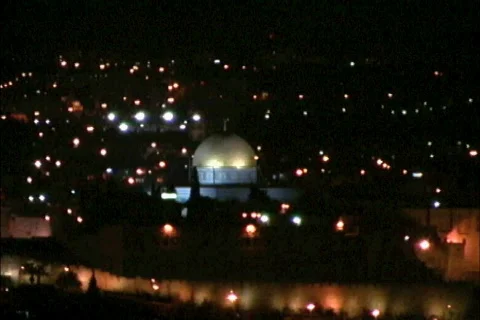 Jerusalem Night view of city Stock Footage 691433