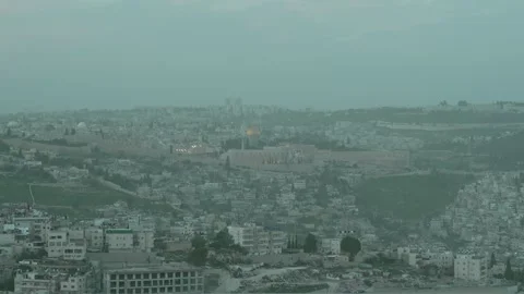Jerusalem Old City and Dome of the Rock - Day to Night Time Lapse Stock Footage 331065161
