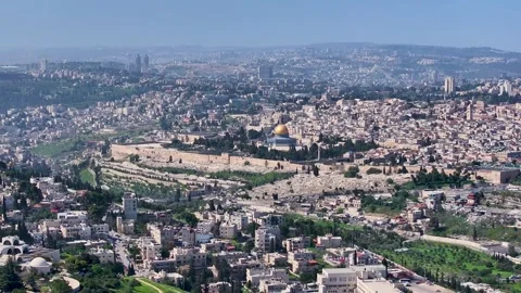 Jerusalem Old City and Temple Mount Horizon Landscape Stock Footage 341508870