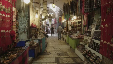 Jerusalem old city empty market Stock Footage 130360420