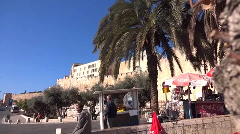 Jerusalem old city gate Stock Footage 33757727
