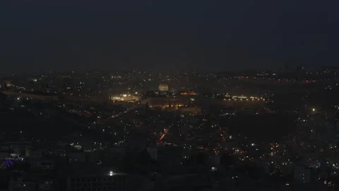 Jerusalem Old City Night Time Lapse - Al-Aqsa and Temple Mount during Ramadan Stock Footage 331064979