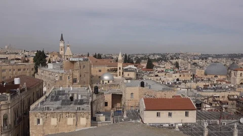 Jerusalem old city panorama Stock Footage 122437802