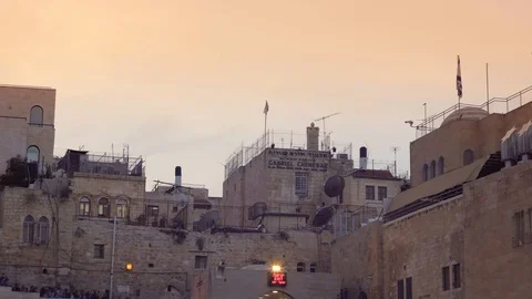 Jerusalem old city panoramic view. Old buildings next to Western wall. Stock-Footage 102840026
