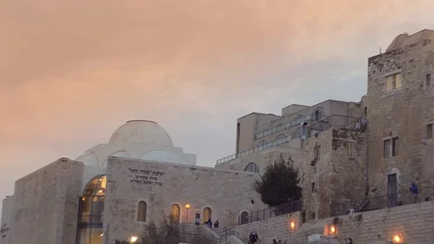 Jerusalem old city panoramic view. Old buildings next to Western wall. Stock-Footage 102840294