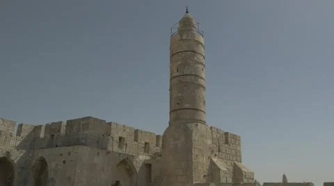Jerusalem - Old City - Tower of David - 30P - UHD 4K - Flat 스톡 동영상 43160283