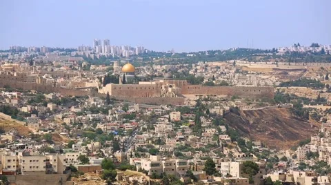 Jerusalem, the Old City, a view of the Temple Mount Stock Footage 50529320