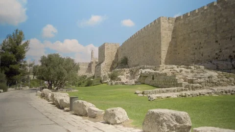 Jerusalem old city wall Stock Footage 93878921