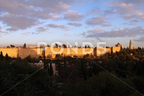 Jerusalem old city wall Stock Photos