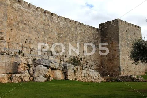 Jerusalem old city wall Stock Photos