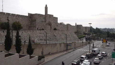 Jerusalem old city wall, Tower of David Stock Footage 121264024