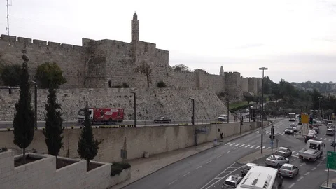 Jerusalem old city wall, Tower of David Stock Footage 121265827