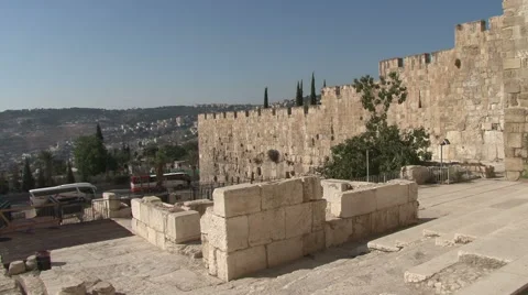 Jerusalem Old City Walls Video stock 49645498