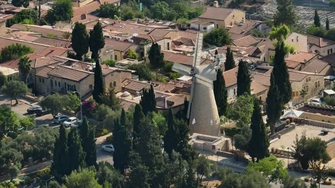 Jerusalem old city windmill, aerial Stock Video Pond5