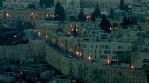 Jerusalem old sunset 10 Stock Footage 10840277