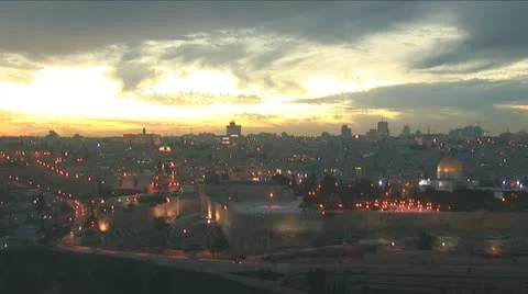 Jerusalem old sunset 14 Stock Footage 10840263