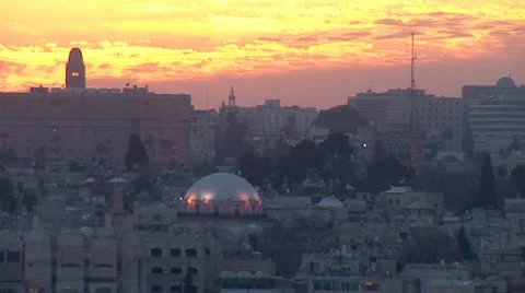 Jerusalem old sunset 3 Stock Footage 10840259