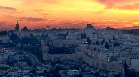 Jerusalem old sunset 4 Stock Footage 10840254